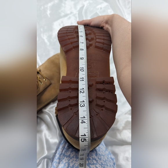 Timberland Men’s 17 Wide Big and Tall Light Brown Leather Lace Up Work Boots - Picture 12 of 12